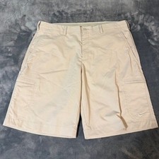 Nike Golf Mens Tan Khaki Cargo Shorts Nike Fit Dry Size 35 Stretch Performance