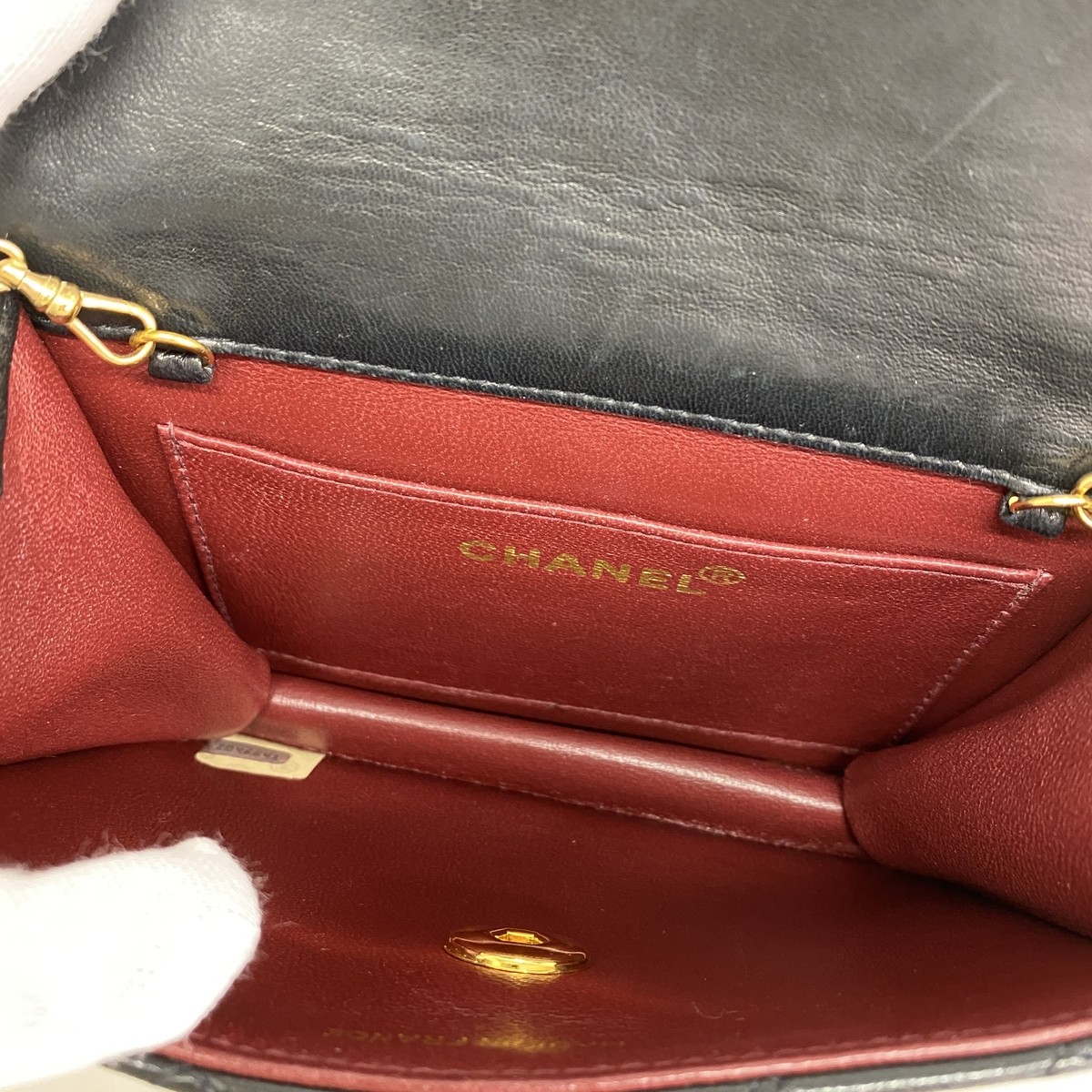 Auth [6hb1448-k] CHANEL Shoulder Bag Mini matrasse ChainShoulder Lambskin Bl... — image 4