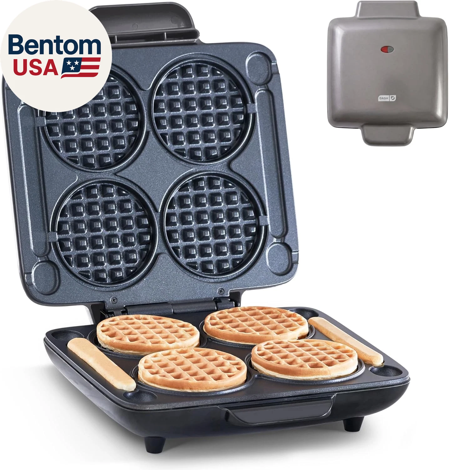 Multi Mini Waffle Maker - Makes Four Waffles at Once for Family Breakfasts - Dua
