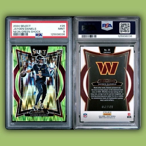 2024 Select - Concourse Jayden Daniels #26 Neon Green Shock /599 (RC) - PSA 9