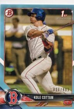 2018 BOWMAN DRAFT BLUE #/150 KOLE COTTAM RED SOX #69