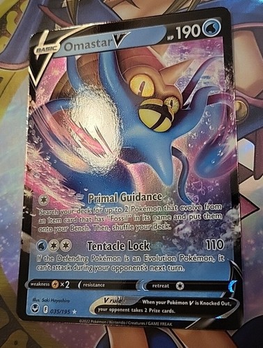 Pokémon TCG Omastar V Sword & Shield - Silver Tempest 035/195 Holo Ultra Rare - Picture 4 of 5