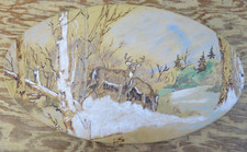 Vintage Wood Painting  Burning L Rollins Deer Forest Woods 11.5x7