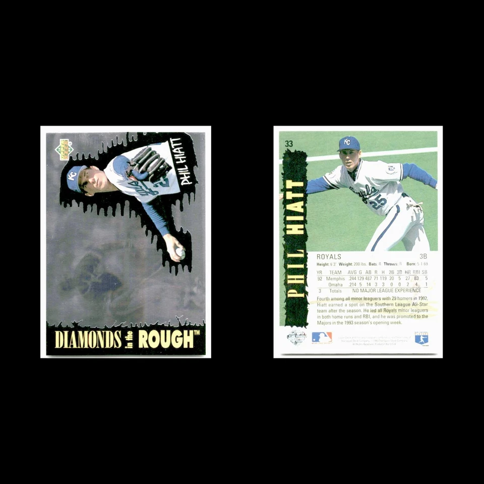 Phil Hiatt #33 1993 Upper Deck Diamond Gallery Kansas City Royals Baseball Card - Image 3 of 3