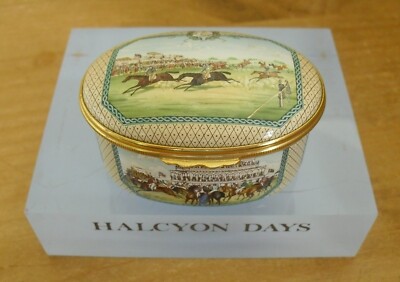 Ltd Ed Halcyon Days The Grand National 150th Anniversary Emaille Box - 2 3/4''