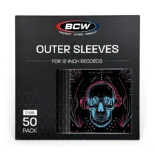 50 BCW Outer Sleeves – 12" Polypropylene 2mil for 33 RPM Vinyl Records Archival