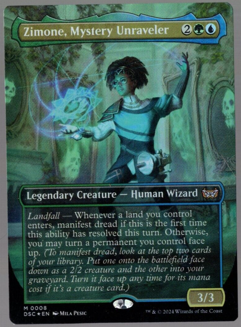Zimone, Mystery Unraveler 0008 Foil Mythic Borderless Duskmourn