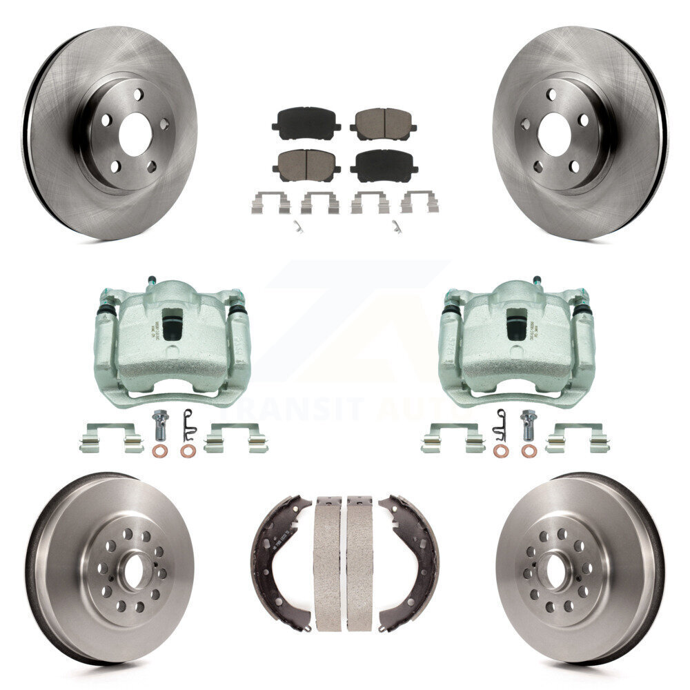 Front Rear Ceramic Brake Pad Kit with Rotor Drum for Toyota Matrix Vibe (8Pc)