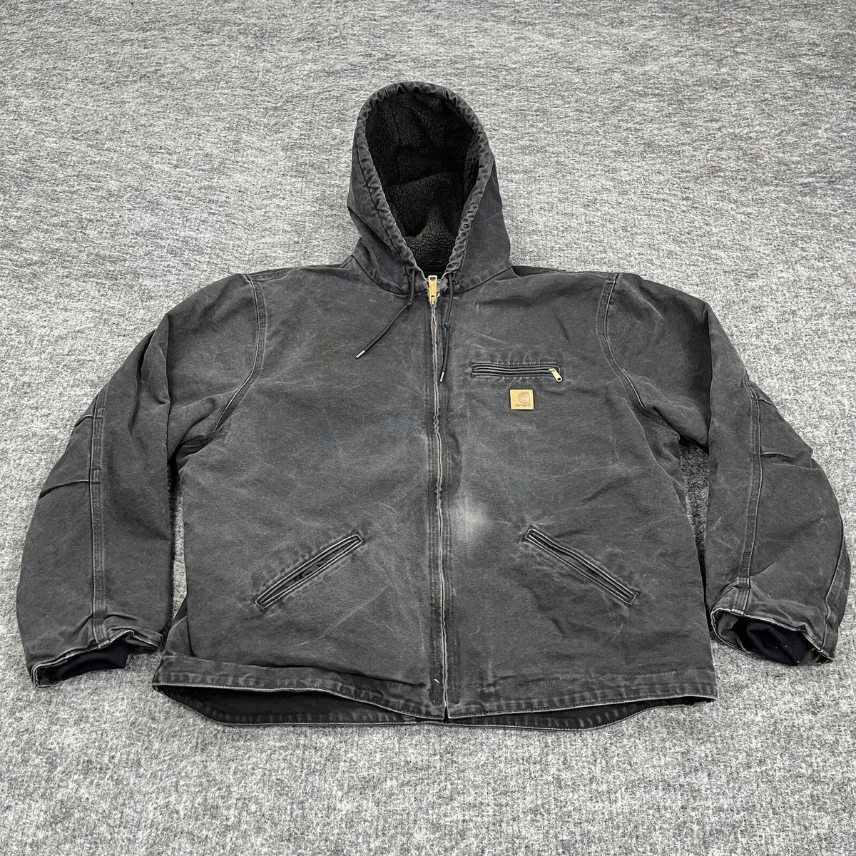 Carhartt J141 Sherpa Lined Jacket Mens 2XL Black Duck Canvas Carhartt J141 Sherpa Lined Jacket Mens 2XL Black Duck Canvas