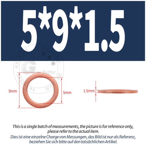 Copper Sealing Washers Metric - M3 M4 M5 M6 M8 M10 M12 - M60 Sump Plug Washer - Picture 21 of 130