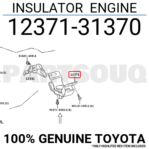1237131370 Genuine Toyota INSULATOR ENGINE 12371-31370 | eBay