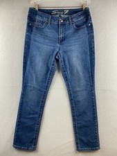 Seven 7 Jeans Womens Size 10 Blue Stretch Denim Dark Slim Straight Embroidered