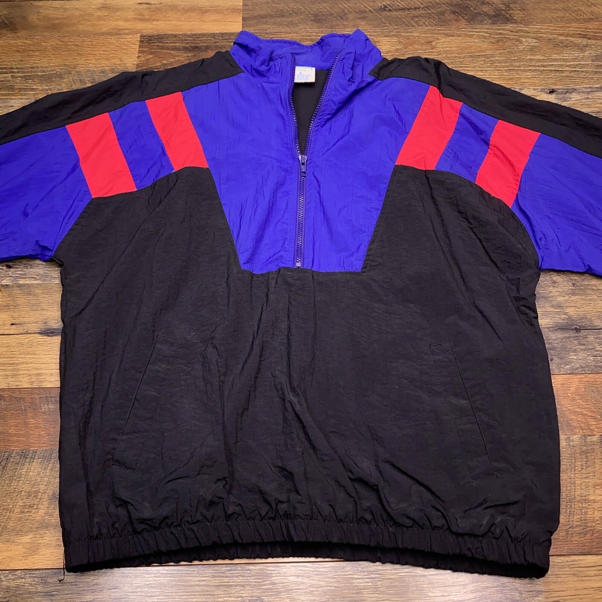 ばなな Vintage Cheetah Windbreaker Jacket Adult Medium Black Half Zip