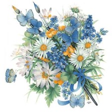 White Yellow Blue Daisy Flowers Overglaze Ceramic Decals