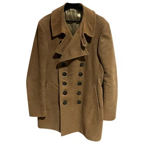 GUCCI CAPPOTTO IN VELLUTO COTONE MARRONE DOPPIO PETTO 46R