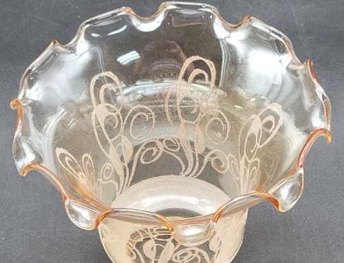 Amber Edge Floral Ruffled Shade 1 3/4" Fitter Ht 5 1/4" W 6" Bottom - Picture 6 of 8