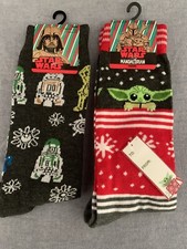 NWT Droids Grogu Baby Yoda Adult 2pk Socks Disney Christmas Holiday Star Wars