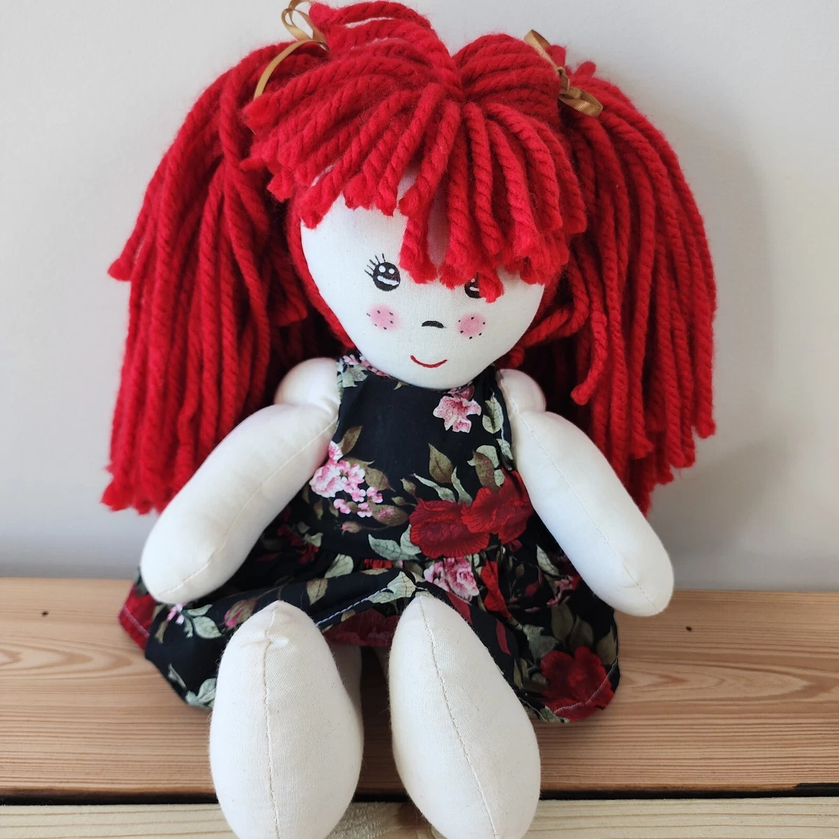 Handmade Rag Doll Red YARN HAIR Made In Puerto Vallarta Mexico