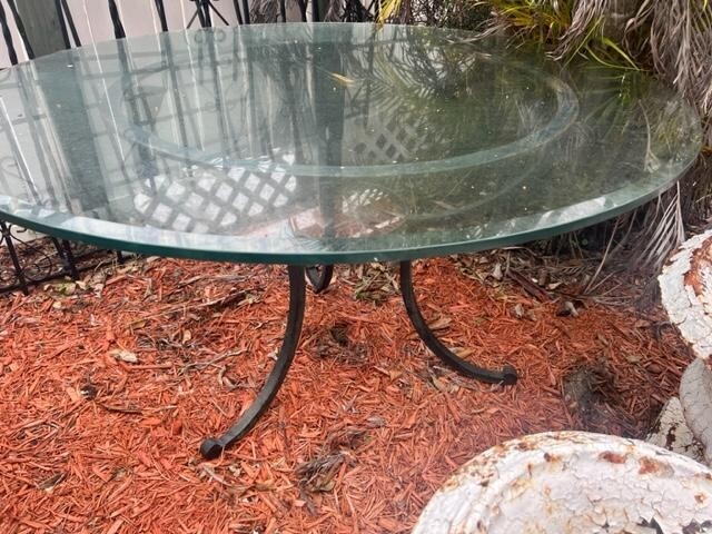 54 inch Vintage Large Round Iron Glass Top Dining Table. | eBay