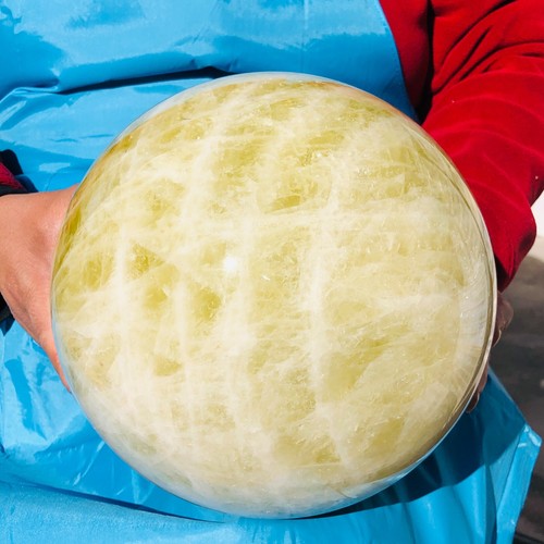 30.36LB Large Natural Yellow Crystal Ball Quartz Citrine Sphere Mineral Healing - Picture 13 of 20