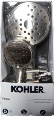 Kohler Prone Adjustable 3-in-1 Multifunction Shower Head with PowerSweep, Nickel