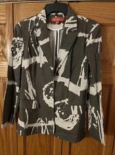 Gabriella Molinari Gray Cream Jacket Ladies Cotton Blazer Sz 8 Jacket