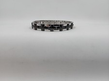 SHR Silver  Black Cross Stainless Steel Men's 8-1/2" Bracelet