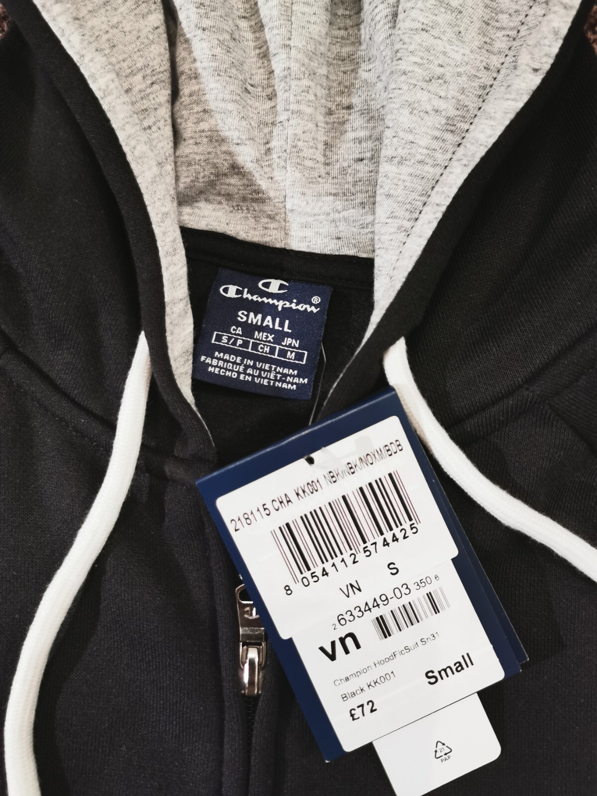 Champion Unisex Full Zip Size Small NEW RRP £72 image 3