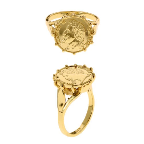 Bague pièce Louis d'or Imitation En Plaqué Or 3 Microns MIXTE Tailles 50 à 60