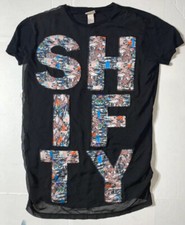 Preowned- H&M Short Sleeve Graphic Sheer Shift Dress Womens (Size 2)