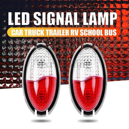 2PCS White Red LED Side Marker Light Clearance Lamp Truck Trailer Lorry 12V 24V - Bild 2 von 8