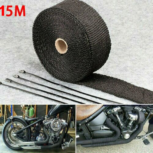 1 Roll 25mm*15M Black Exhaust Wrap Header Manifold Fiberglass Heat Wrap Tape NEW - Picture 4 of 12