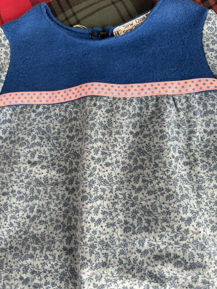 Camisón, Niñas Talla 3, Nuevo, Hecho a Mano, Franela 100% Algodón Azul, Cinta Rosa. Foto 2 de 4