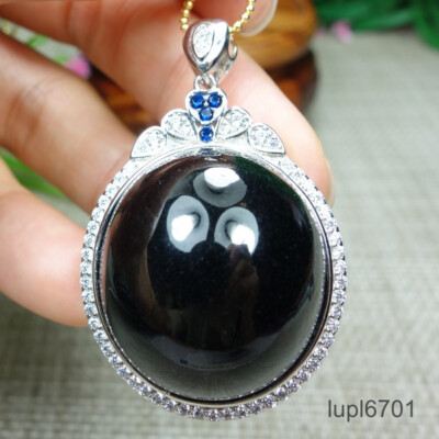 Certified Black Burma 100% Natural Type A Jadeite Jade Pendant~墨翠 鸽子蛋吊坠