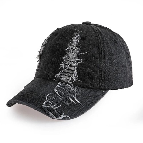 Distressed Denim Baseball Cap Ripped Hat For Women, Men Solid, Blue, Navy, Black - Picture 20 of 24