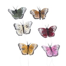 Package of 12 Assorted Artificial 2-1/2" Butterflies with Attached Wires