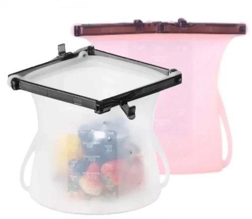 2pk Reusable Silicone Food Storage Bags Leak-Proof  Microwave to Freezer 