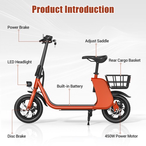 450W ELECTRIC SCOOTER LONG RANGE FOLDING ADULT KICK E-SCOOTER UL 2849 CERTIFIED - Picture 33 of 43