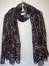 Damski, ciemnobrązowy duży szalik, 100% wełna merynosów marki Virginia Johnson