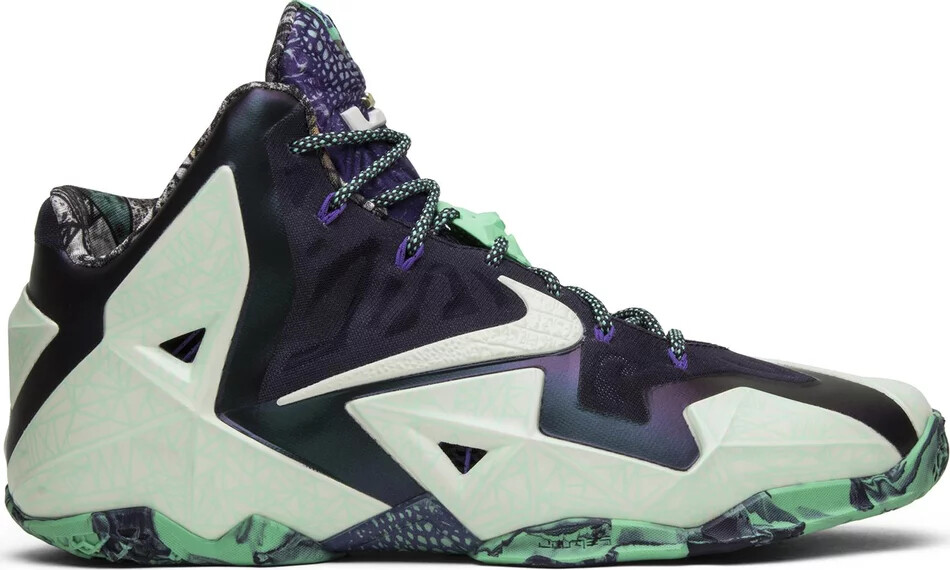 Кроссовки Nike LeBron 11 All Star Gator King Зелено-фиолетовые 2014 647780-735 мужские Размер 10,5