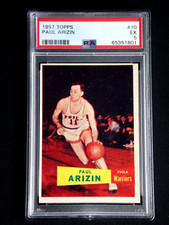 PAUL ARIZIN 1957 TOPPS BASKETBALL CARD #10 PSA 5 EXCELLENT GRADED