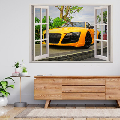 Supersportwagen Racing Audi R8 TT 3d Fensterblick Wandaufkleber Poster Aufkleber A416