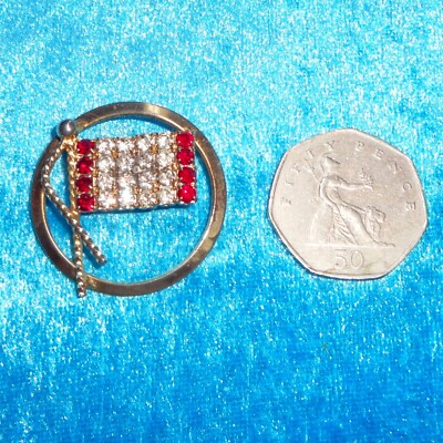 Funkelnde Diamant rot weiß Strass Mons, Belgien Peru Kanada Flagge Anstecknadel Brosche