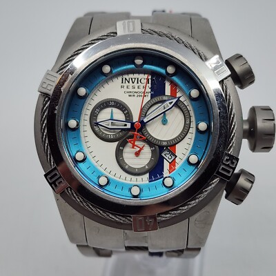 RARE Invicta Reserve Bolt Zeus S1 Racer White Blue 52mm Swiss Mvt