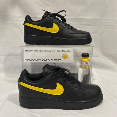 Nike Air Force 1 Low Black (Yellow Custom Painted Swoosh) SC-#82B