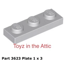 Lego 2x 3623 Light Bluish Gray Plate 1 x 3 10497