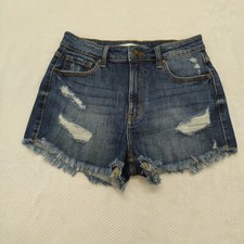 Eunina Jeans Shorts Womens Small Blue Lulu High Rise Cut off Shortie Denim