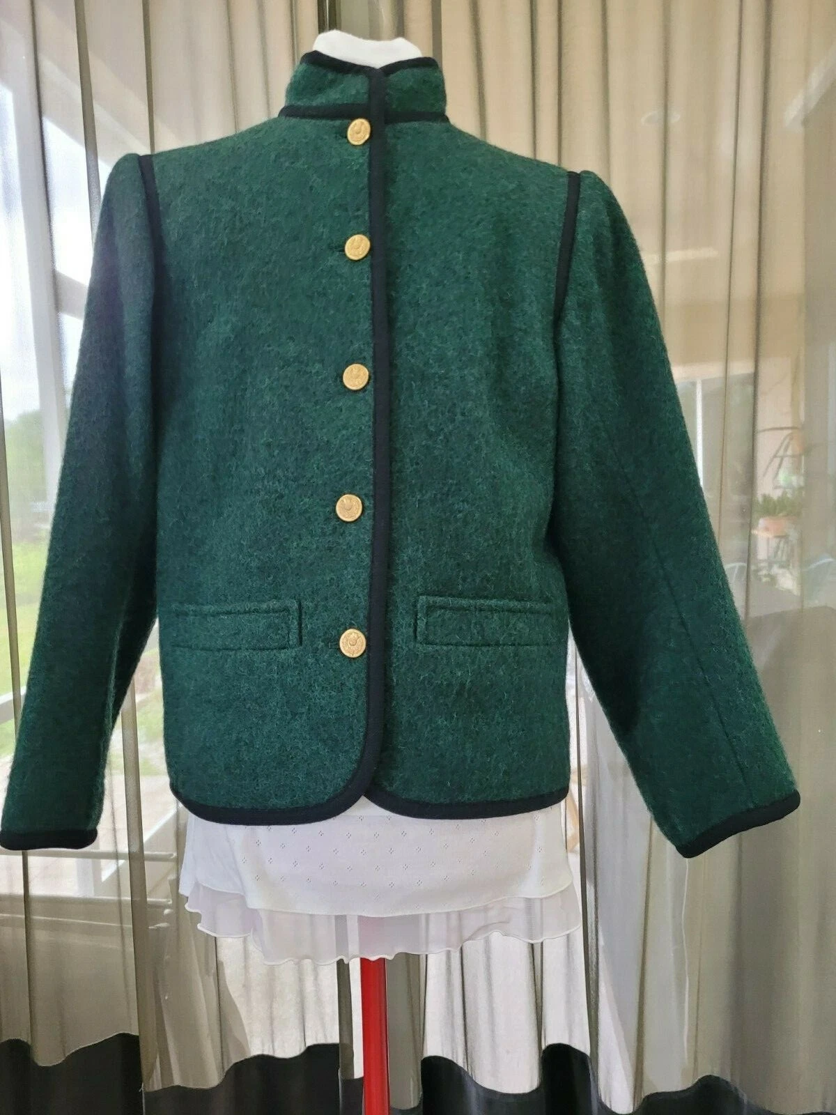 SAINT LAURENT (YSL) SAINT LAURENT WOMENS JACKET WOOL GREEN LINED EURO 42 US MEDIUM MADE IN FRANCE