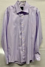 David Donahue Men's Long Sleeve Dress Shirt 16 34/35 Cotton Lavender Plaid