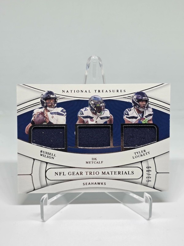 Metcalf/Wilson/Lockett 2021 Panini National Treasures Game-Worn Patch /99 #TMSEA
